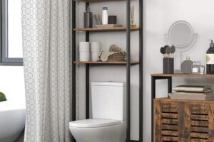 Produktbild von Hoobro – Over Toilet Storage Unit, 3-Tier Bathroom Shelves, Industrial Bathroom Organizer Over The Toilet, Toilet Storage Rack with Multi-Functional Shelves, HOOBRO EBF41TS01 – Rustic Brown