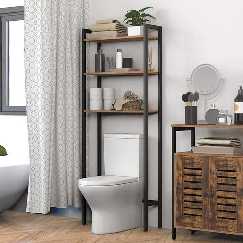 Bild von Hoobro – Over Toilet Storage Unit, 3-Tier Bathroom Shelves, Industrial Bathroom Organizer Over The Toilet, Toilet Storage Rack with Multi-Functional Shelves, HOOBRO EBF41TS01 – Rustic Brown