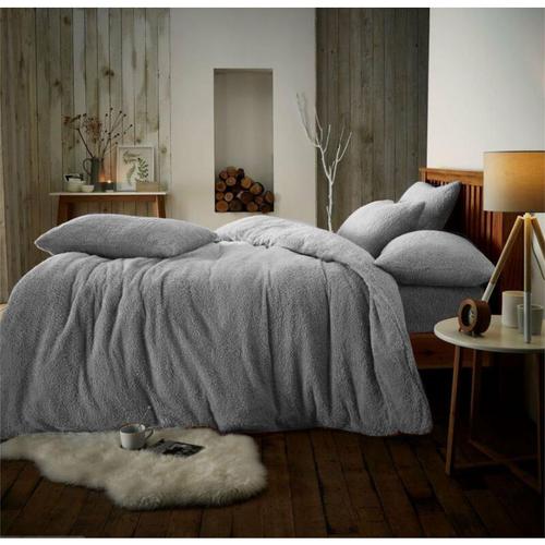 Bild von Teddy fleece luxury duvet cover bed set – Single – Silver