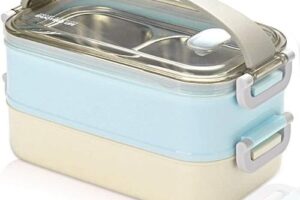 Bild von 2 Layers Stainless Steel Lunch Box Portable Thermal Bento Boxes Insulated Lunch Box Insulated Lunch