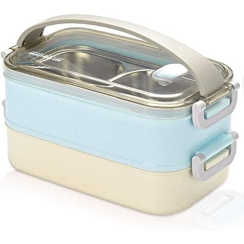 Bild von 2 Layers Stainless Steel Lunch Box Portable Thermal Bento Boxes Insulated Lunch Box Insulated Lunch