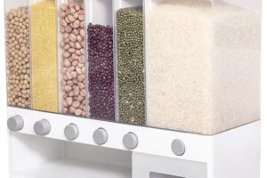 Bild von Miwuna Rice Storage Container 6 Compartments Large Cereal Dry Food Storage Box Automatic Rice