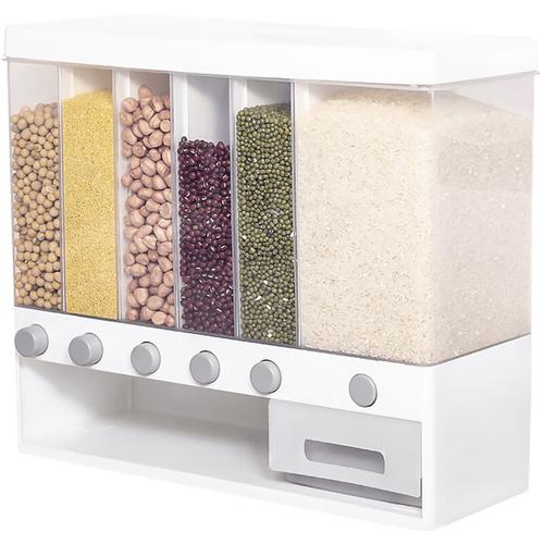 Bild von Miwuna Rice Storage Container 6 Compartments Large Cereal Dry Food Storage Box Automatic Rice