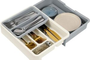 Bild von Briday – Cutlery Tray Drawer Organizer, Drawer Cutlery Organizer, Adjustable Silverware Tray,