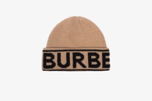 Bild von Burberry Logo Intarsia Beanie – Brown – Burberry Hats