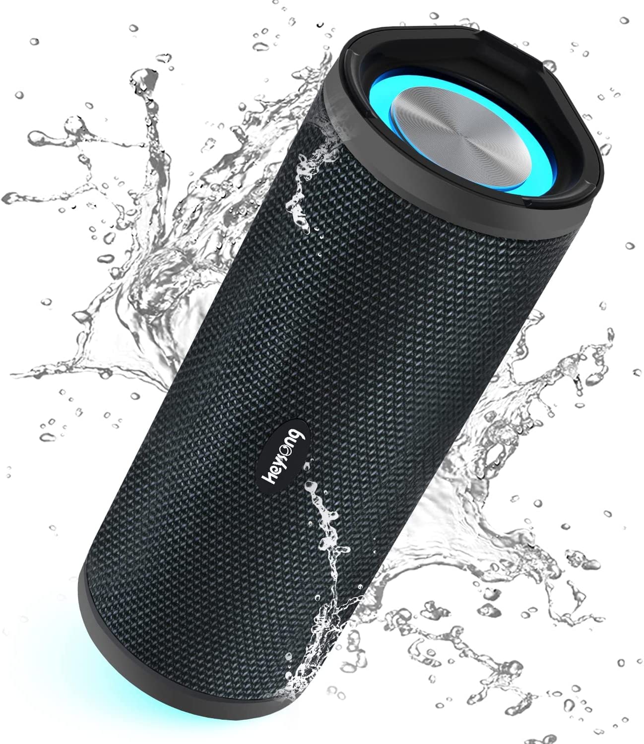 Bild von HEYSONG Portable Bluetooth Speaker, Waterproof Wireless Outdoor Speakers with LED Light, Enhanced Bass, IPX7, 40H Play, TF Card, True Wireless Stereo for Beach, Boat, Pool, Bike, Shower, Gifts for Men
