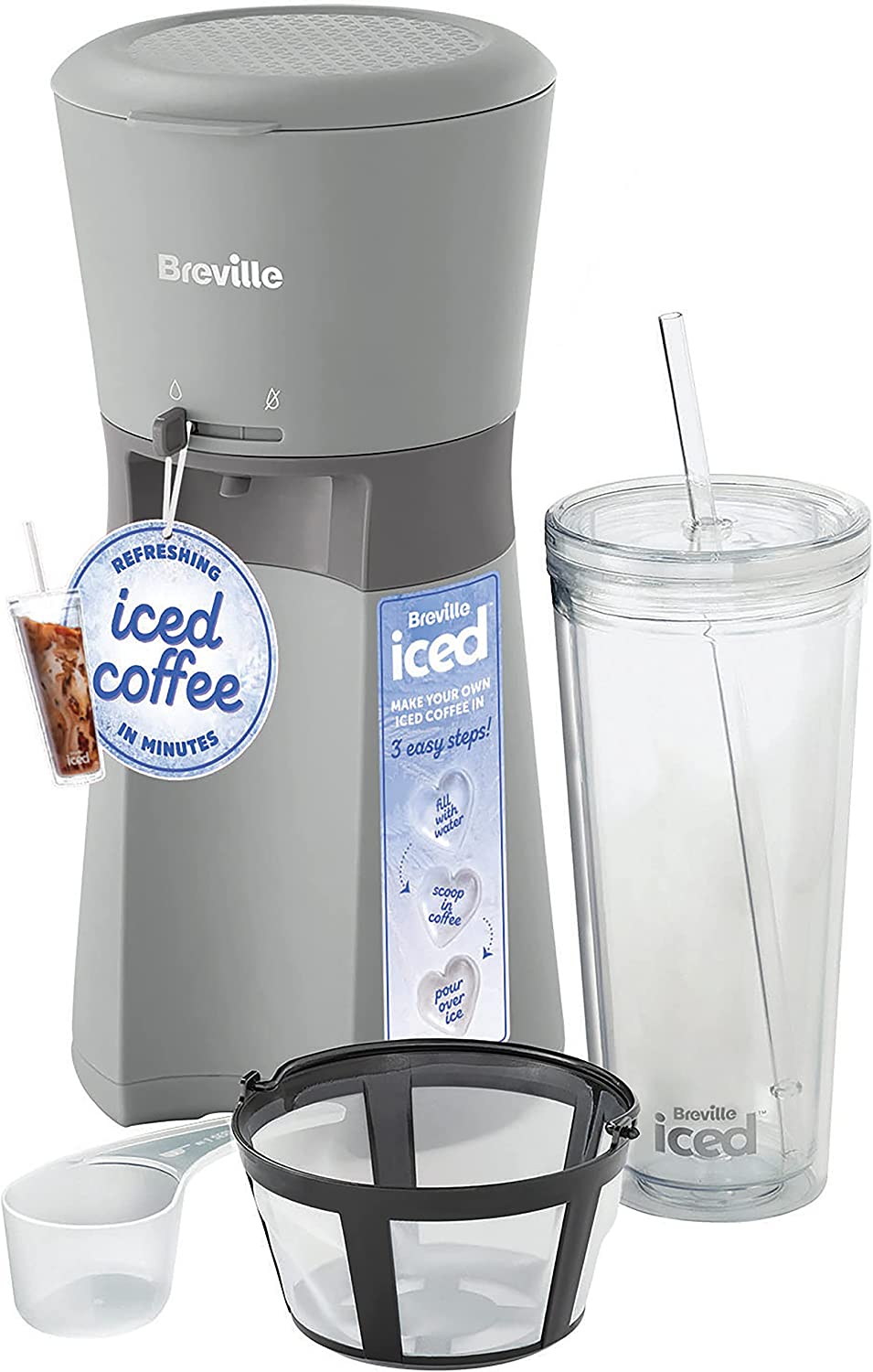 Bild von Breville Iced Coffee Maker | Plus Coffee Cup with Straw | Ready in Under 4 Minutes | Grey [VCF155]