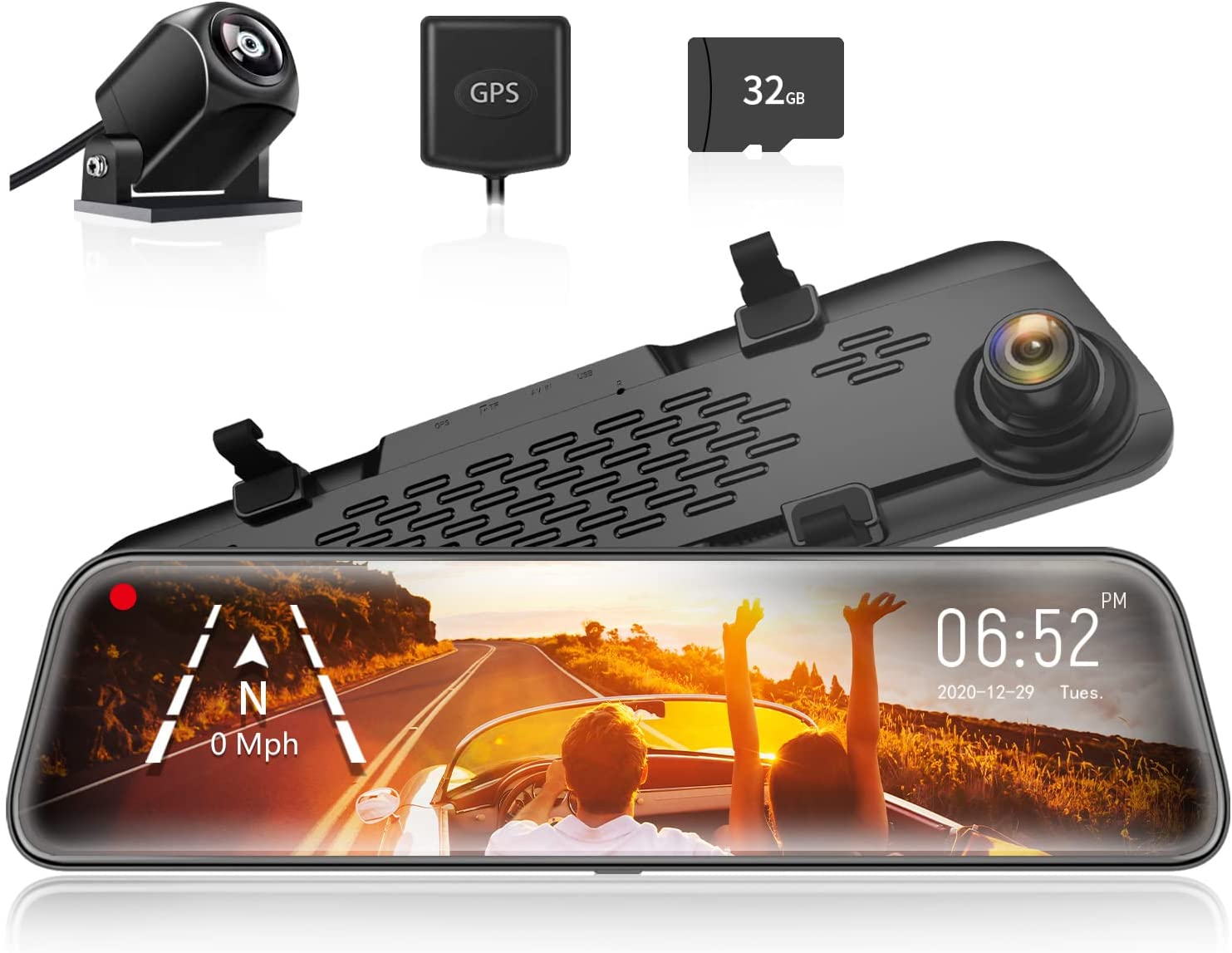 Bild von Dash Cam Mirror Car Camera: WOLFBOX G840S Rear View Dashcam 1296P HD Front Recorder for RHD Dual Video Recording Night Vision Dashboard Parking Monitor