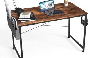 Produktbild von HOMIDEC Writing Computer Desk, Office Work Desk for student and worker, Laptop Table with Storage Bag and Headphone Hook,Modern Simple Style Desks for Bedroom, Home, Office(80x50x75cm)