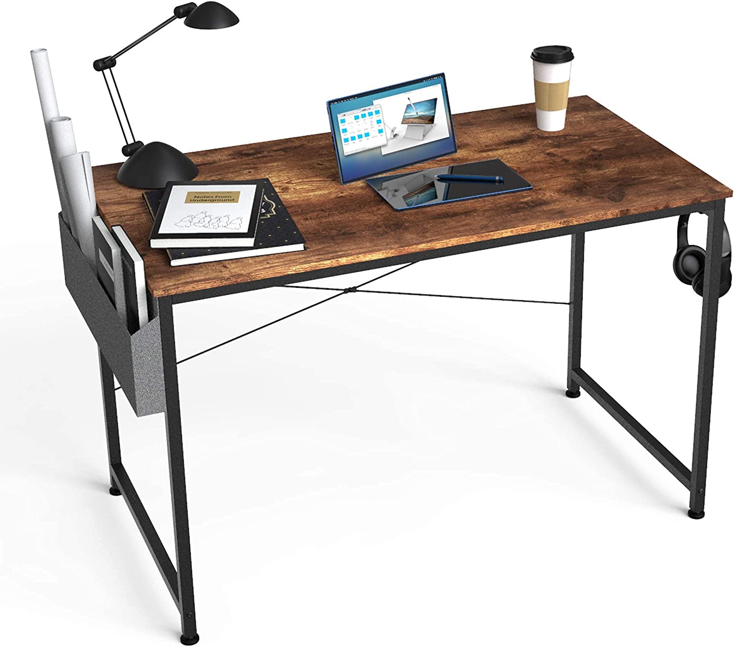 Bild von HOMIDEC Writing Computer Desk, Office Work Desk for student and worker, Laptop Table with Storage Bag and Headphone Hook,Modern Simple Style Desks for Bedroom, Home, Office(80x50x75cm)