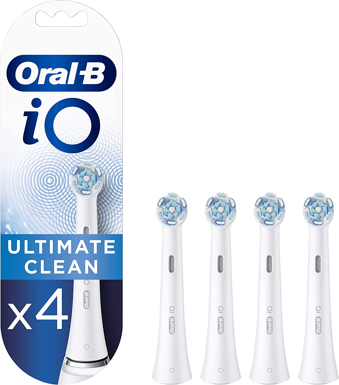Bild von Oral-B iO Ultimate Clean Electric Toothbrush Head, Twisted & Angled Bristles for Deeper Plaque Removal, Pack of 4, White