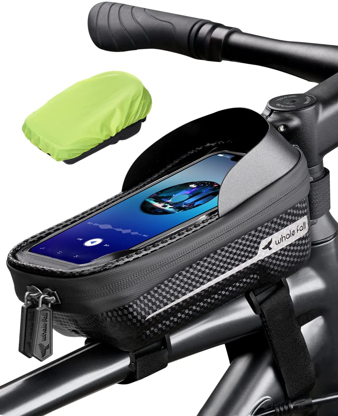 Bild von whale fall Waterproof Bike Frame Bag Bike Phone Bag Bicycle Cell Phone Holder for GPS – Bicycle Bag Frame Hard Eva Navi Pressure-Resistant Handlebar Bag TPU Touch-Screen with Sun-Visor and Rain Cover