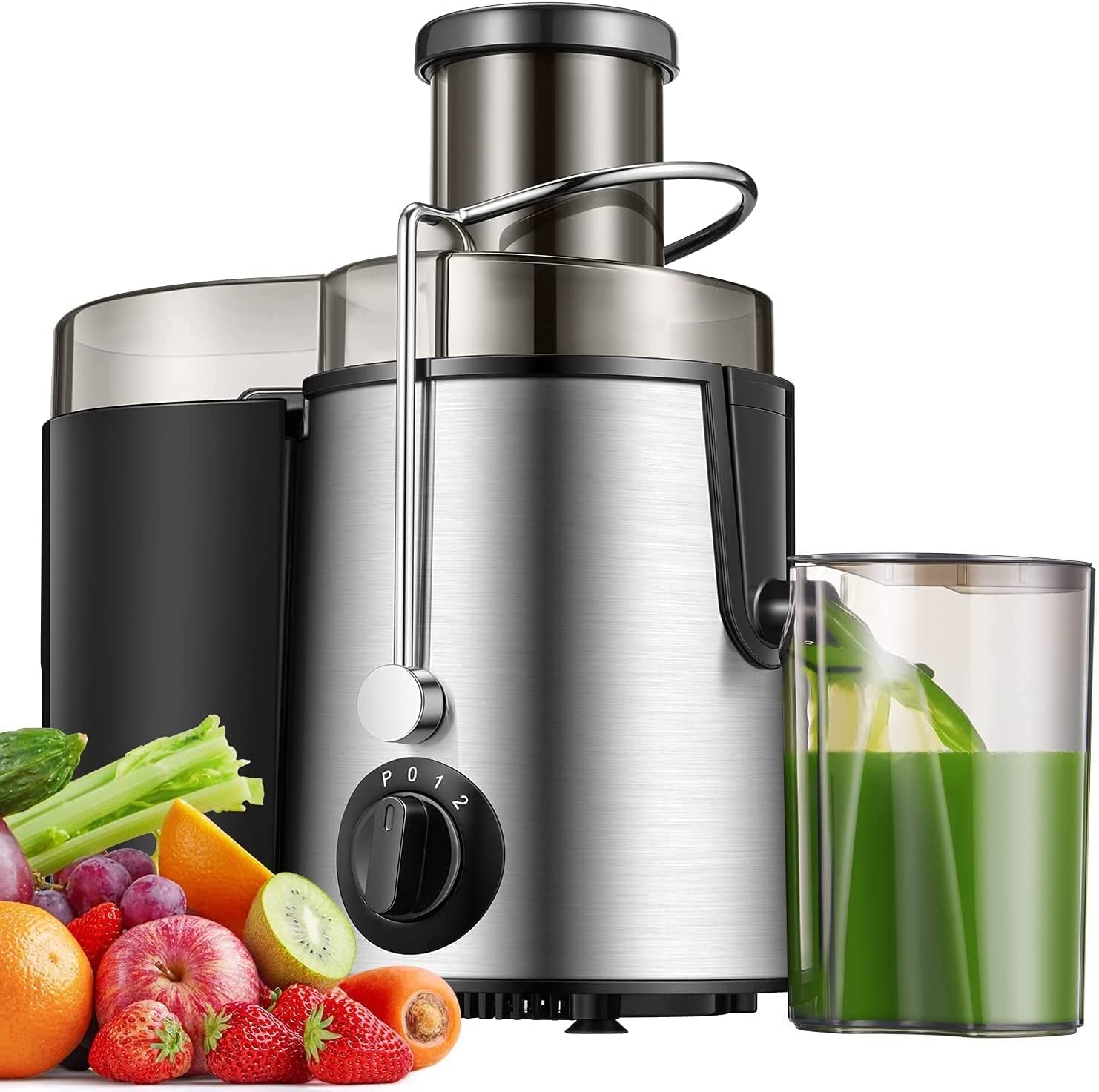 Bild von Juicer Machines, 400W Juicers Whole Fruit and Vegetable, Stainless Steel Centrifugal Juicer with Big Mouth Large 3” Feed Chute, Juice Recipe Included