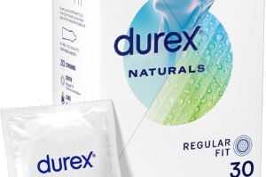 Produktbild von Durex Naturals Thin Condoms Designed for Her with Extra Lube, 30 Count (Pack of 1)