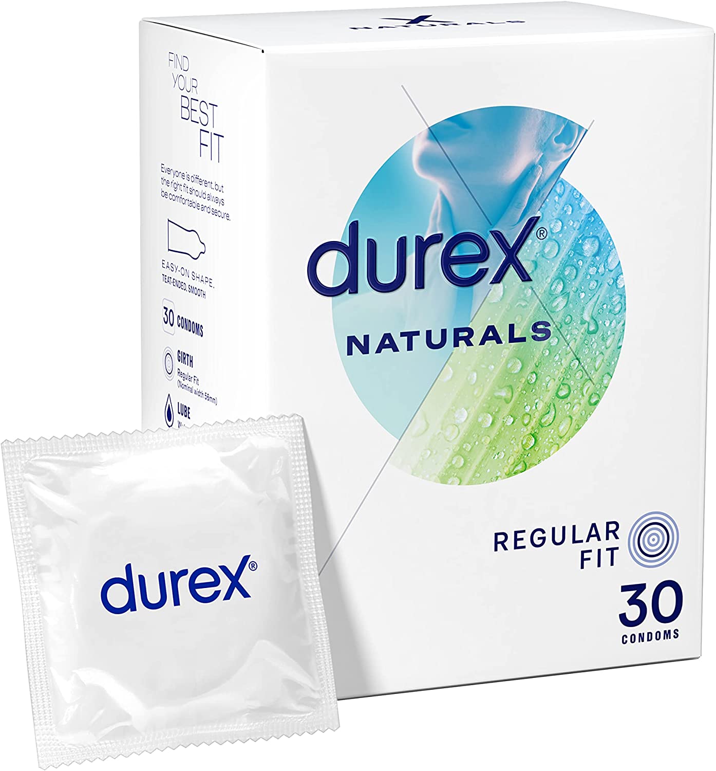 Bild von Durex Naturals Thin Condoms Designed for Her with Extra Lube, 30 Count (Pack of 1)