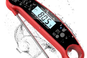 Bild von Meat Thermometer with Probe – Instant Read Waterproof Kitchen Digital Food Thermometer for Cooking, Baking, Liquids, Candy, Grilling BBQ & Air Fryer-Red