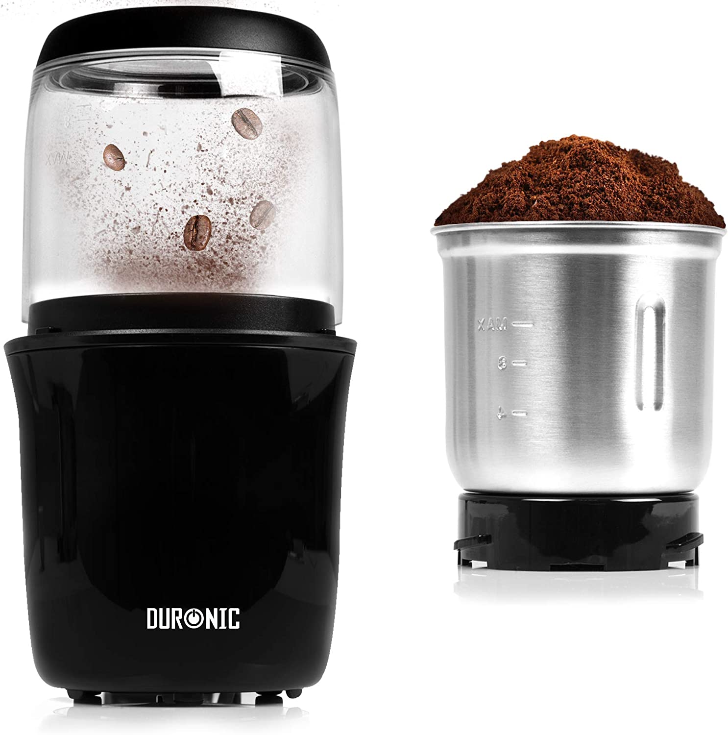 Bild von Duronic Coffee Grinder Electrc Blade CG250 | Grinding Mill | Nuts Spice Herb Seed Bean Cappuccino | 75g Capacity | Stainless-Steel | 250W Motor