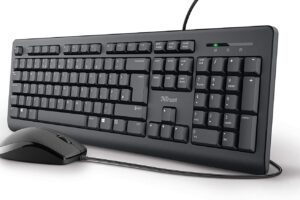 Bild von Trust Taro Wired Keyboard and Mouse Set – QWERTY UK Layout, Full-Size Keyboard, Spill-Resistant, 1.8 m Cable, USB Plug and Play, Quiet Combo for PC and Laptop – Black