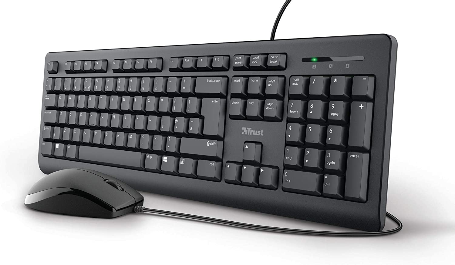 Bild von Trust Taro Wired Keyboard and Mouse Set – QWERTY UK Layout, Full-Size Keyboard, Spill-Resistant, 1.8 m Cable, USB Plug and Play, Quiet Combo for PC and Laptop – Black