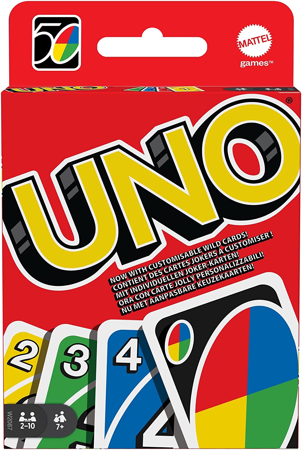 Bild von UNO – Classic Colour & Number Matching Card Game – 112 Cards – Customizable & Erasable Wild Cards – Special Action Cards Included – Gift for Kids 7+, W2087