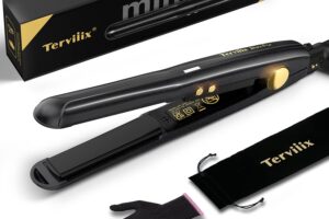 Produktbild von Terviiix Mini Hair Straighteners for Short Hair, Dual Voltage Ceramic Mini Straightener with Adjustable Temperature, Portable 1/2 Inch Travel Hair Straighteners & Curls with Pouch, Auto Shut Off Black