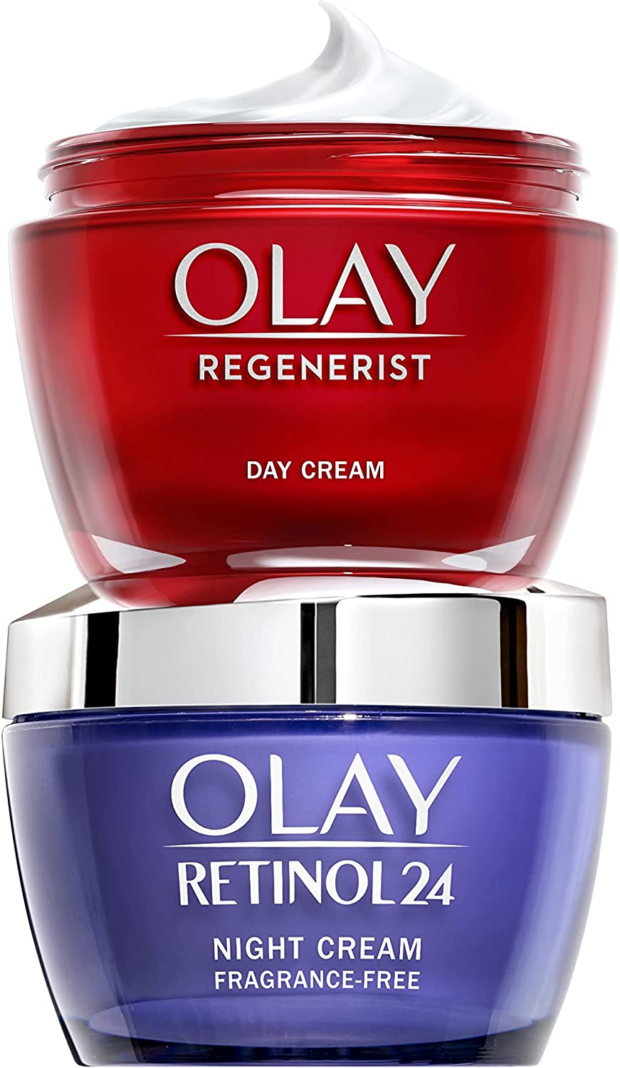 Bild von Olay Retinol 24 Night Cream + Regenerist Face Cream, Moisturiser Skin Care Set, Visible Improvements In Fine Lines And Wrinkles, Skin Care For Brightness And Hydration, With Vitamin E, 2x 50 ml