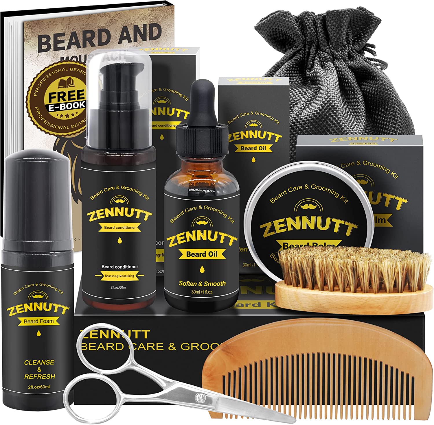 Bild von Beard Kit,Beard Growth Care Grooming Kit w/Beard Foam/Shampoo,Beard Conditioner,Beard Growth Oil,Beard Balm,Beard Brush,Beard Comb,Scissors,Beard Shaper,Best Beard Mens Gifts for Men Dad Him Christmas