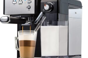 Produktbild von Breville One-Touch CoffeeHouse Coffee Machine | Espresso, Cappuccino & Latte Maker | 19 Bar Italian Pump | Automatic Milk Frother | ESE Pod Compatible | Black [VCF107]