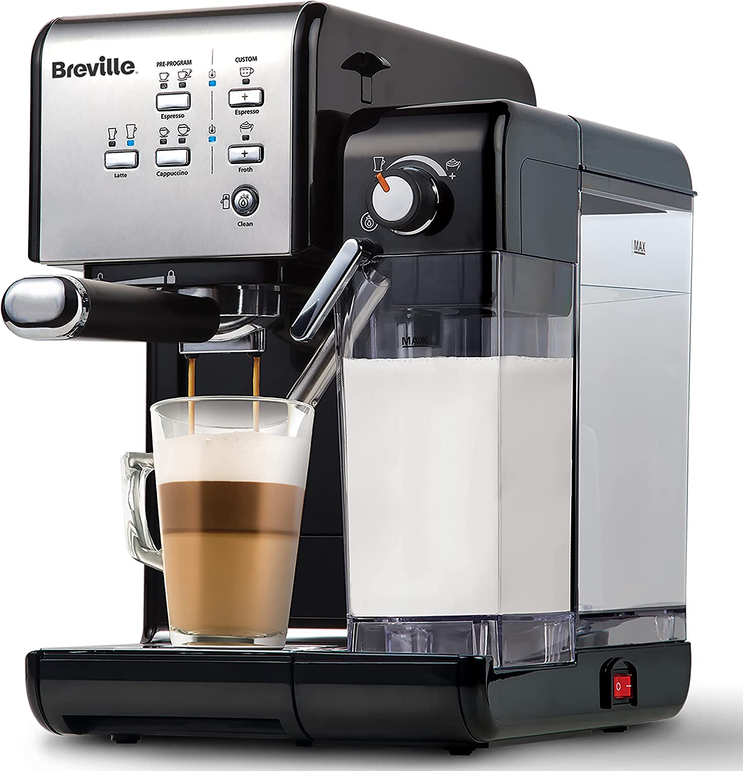 Bild von Breville One-Touch CoffeeHouse Coffee Machine | Espresso, Cappuccino & Latte Maker | 19 Bar Italian Pump | Automatic Milk Frother | ESE Pod Compatible | Black [VCF107]