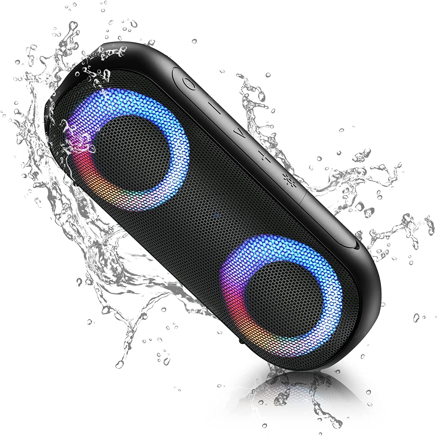 Bild von Bluetooth Speaker with Lights,NOTABRICK Portable Speakers Wireless Bluetooth 5.0,30W Loud Stereo Sound,IPX7 Waterproof,Long Playtime,100ft Bluetooth Range (Black)