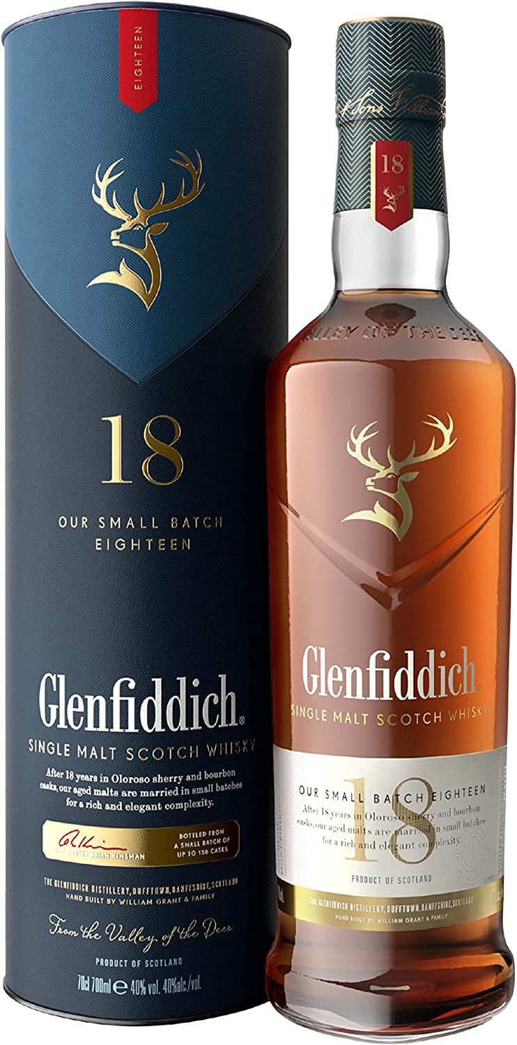 Bild von Glenfiddich 18 Year Old Single Malt Scotch Whisky with Gift Box – 70cl
