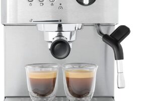 Bild von Breville Bijou Espresso Machine | Automatic and Manual Espresso, Cappuccino & Latte Maker | 15 Bar Pump | Steam Wand | Silver [VCF149]