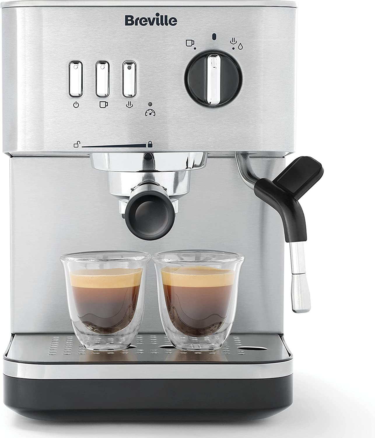 Bild von Breville Bijou Espresso Machine | Automatic and Manual Espresso, Cappuccino & Latte Maker | 15 Bar Pump | Steam Wand | Silver [VCF149]