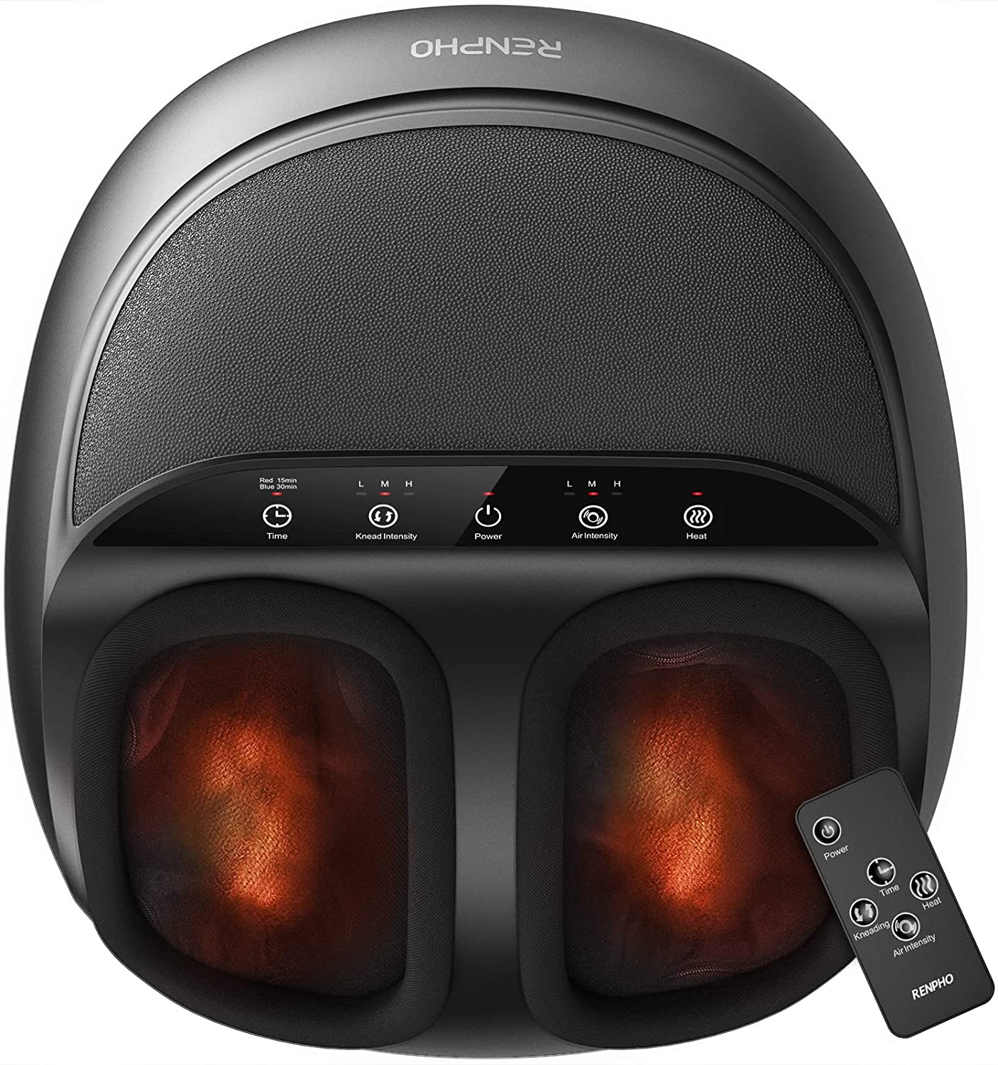 Bild von RENPHO Foot Massager with Heat, Shiatsu Foot Massage Machine, Deep Kneading for Relieve Pains from Plantar Fasciitis and Tired Feet – Remote Control (Black)