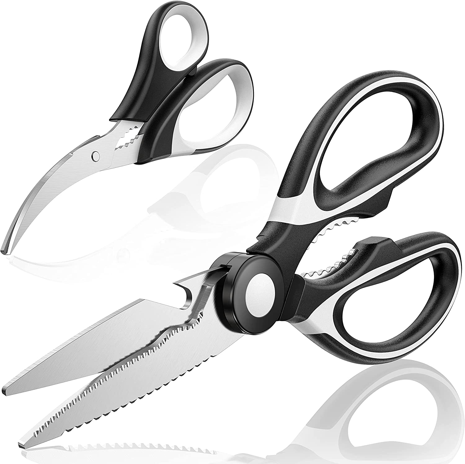 Bild von JiaSifu 2Pcs Kitchen Scissors,Kitchen Shears Heavy Duty,Multipurpose Seafood Scissors and Stainless Steel Kitchen Scissors for Meat,Food Cooking Kitchen Scissor for Chicken,Poultry,Fish,Meat,VHerbs