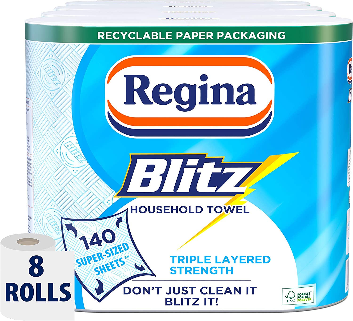 Bild von Regina Blitz Household Towel, 8 Rolls, 560 Super-Sized Sheets, Triple Layered Strength