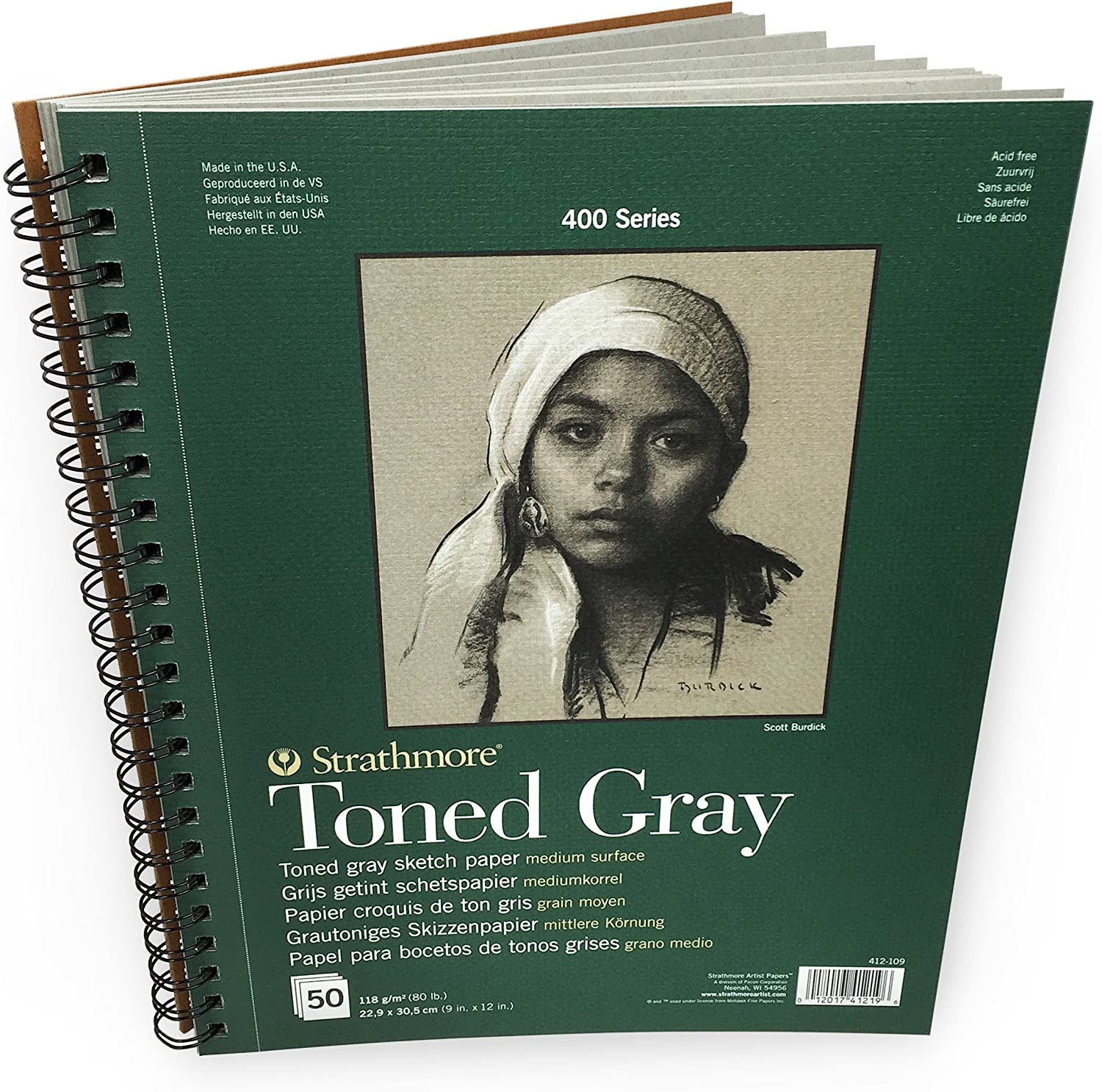 Bild von Strathmore 400 Series Wiro Toned Gray Sketchbook – 50 Sheets – 9 x 12” – 412 109