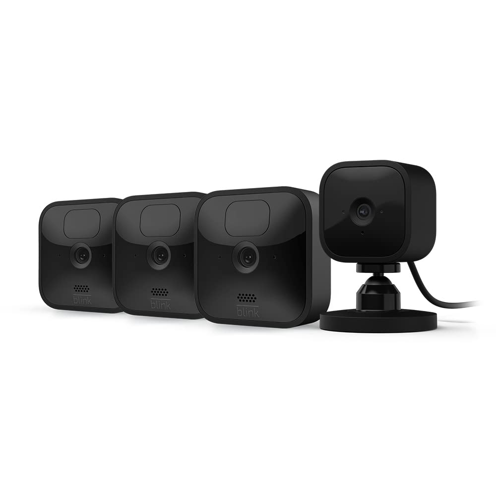 Bild von Blink Outdoor security camera (3-Camera System) + Blink Mini Indoor security camera, (1 Camera) | Motion Detection, Works with Alexa
