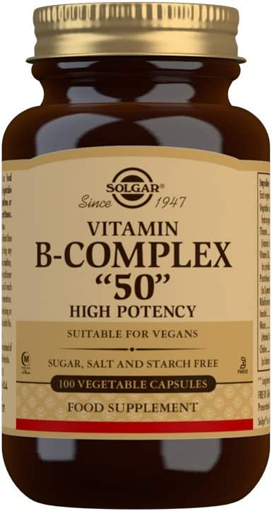 Bild von Solgar Vitamin B-Complex 50 High Potency – Supports Mental Performance – Reduces Tiredness & Fatigue – Vegan – 100 Vegetable Capsules