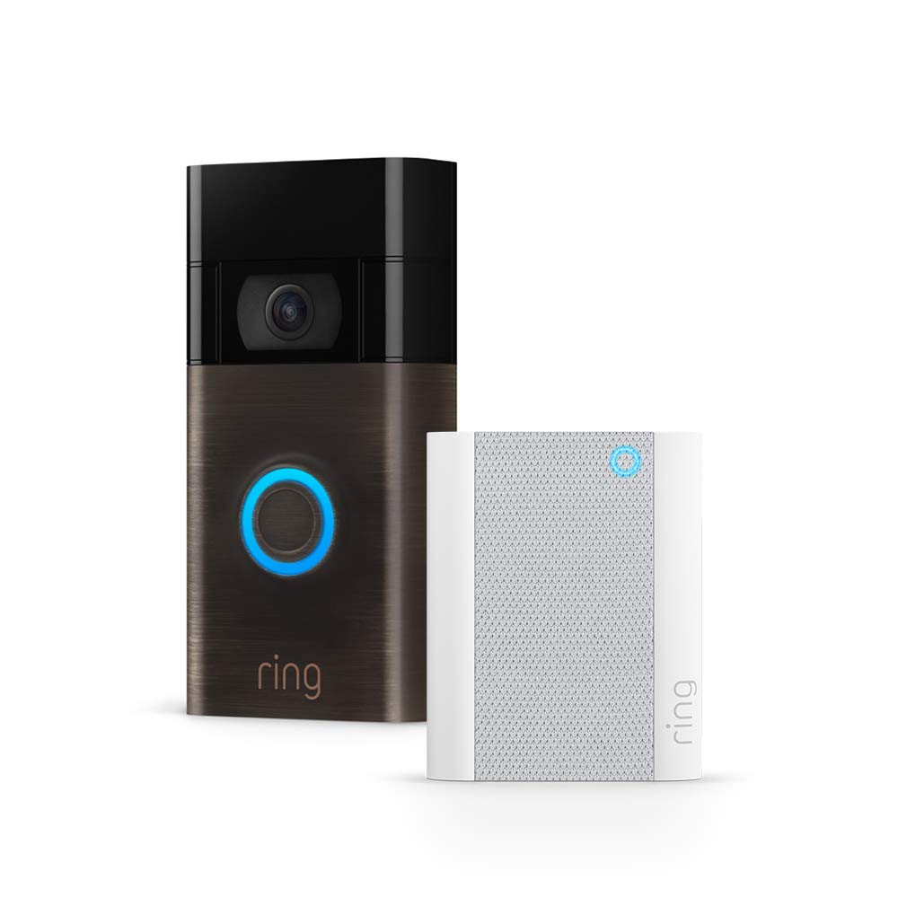 Bild von Ring Video Doorbell + Ring Chime by Amazon | Wireless Security Doorbell, 1080p HD Video and easy installation (2nd Gen) | With 30-day free trial of Ring Protect Plan