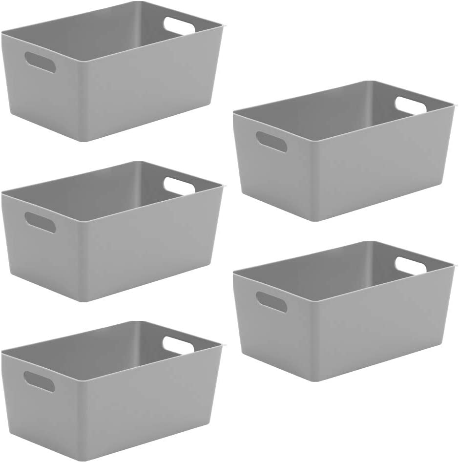 Bild von Wham Bam 4.02 Cool Grey Plastic Studio Storage Baskets Office Home & Kitchen Tidy Organiser 25.5 x 17 x 11cm (5 Baskets)