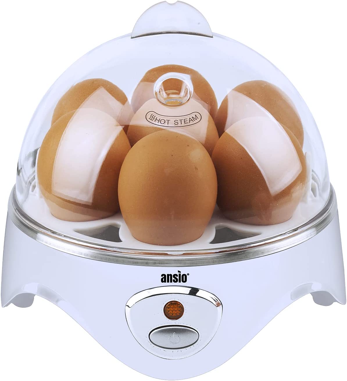 Bild von ANSIO Egg Boiler Electric Egg Cooker, Egg Poacher & Omelette Maker- up to 7 Egg Capacity Electric Egg Maker – Soft | Medium | Hard Boiled Eggs- White