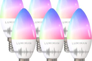 Produktbild von LUMIMAN E14 Smart Bulb, Wi-Fi APP Control, 4W 400LM, RGBCW Colour Changing, Warm White to Cool White, Smart Candle Bulb That Works with Alexa and Google Assistant, Support 2.4GHz Wi-Fi Only, 6 Packs