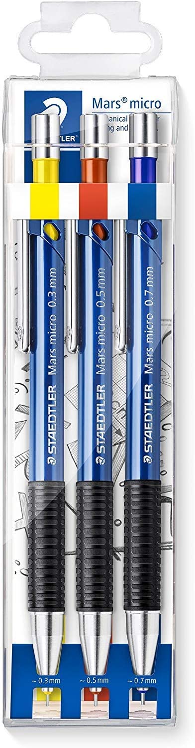 Bild von STAEDTLER 775 SC WP3 Mars Micro Mechanical Pencils – 0.3 mm, 0.5 mm, 0.7 mm (Pack of 3)