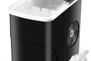 Bild von Ice Maker Machine Counter Top, Ice Machine Ready in 6-13 Mins Ice Cubes 12kg in 24 Hrs, Ice Machines for Home, No Plumbing Required, Includes Scoop and Removable Basket, Ice Cube Makers, Black