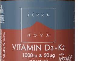 Produktbild von Terranova Vitamin D3 + K2 Complex – 1000iu & 50mcg – 100 Vegicaps