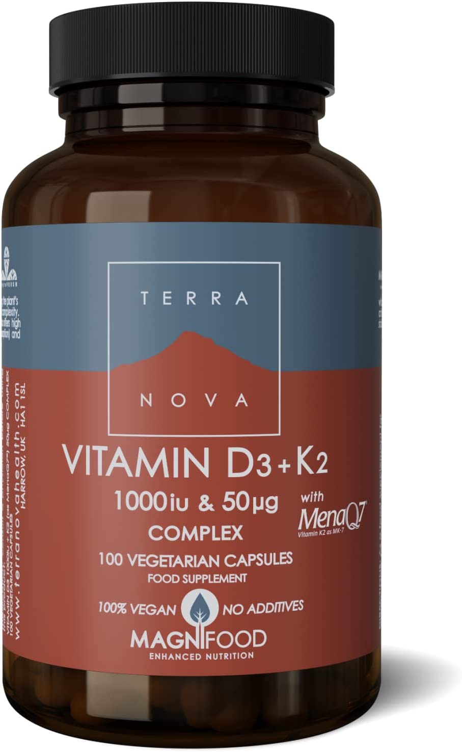 Bild von Terranova Vitamin D3 + K2 Complex – 1000iu & 50mcg – 100 Vegicaps