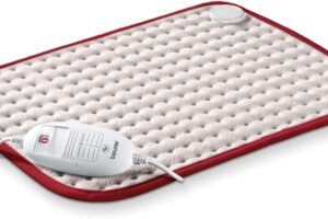 Bild von Beurer HK Comfort Heat Pad | Electric Heat Pad for Relaxation | 3 Electronically Regulated Temperature Settings | Machine-Washable | Automatic Switch-off | Red Trim Design