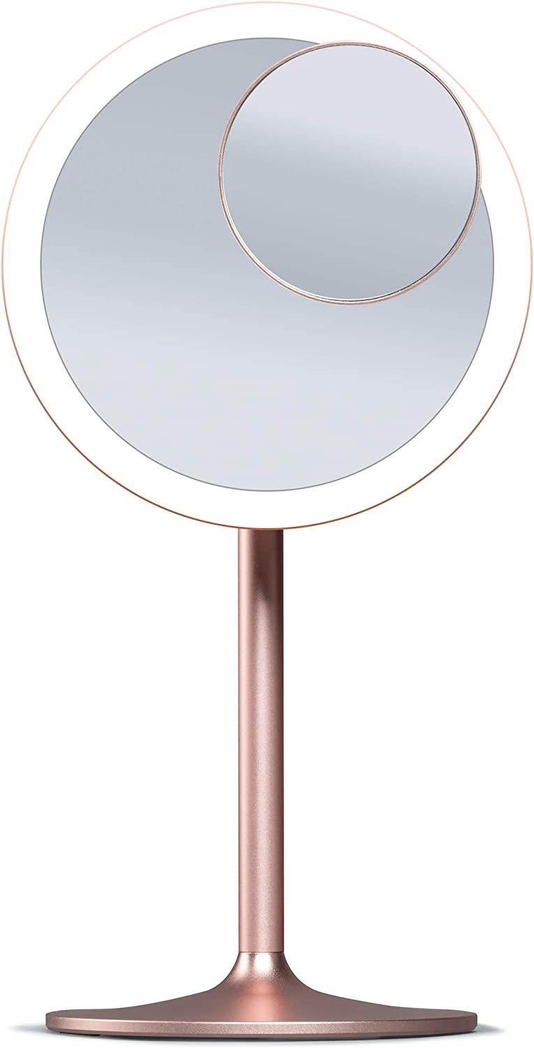 Bild von Fancii LED Lighted Makeup Mirror with 3 Light Settings, Rechargeable Vanity Mirror with 1x/ 10x Magnifications – Cordless, Magnetic Detachable Aluminum Stand, Touch Sensor (Nala)