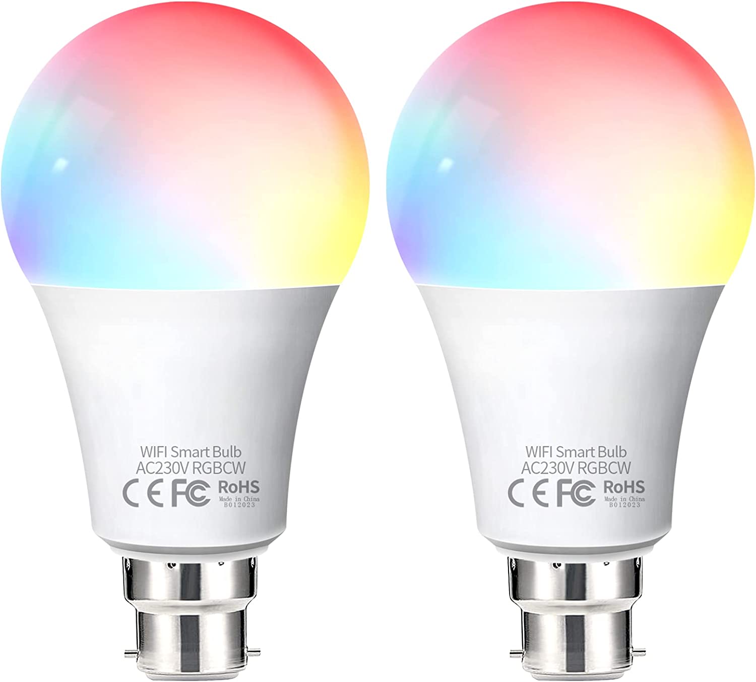 Bild von WiFi Smart Bulbs Alexa Light Bulb B22 Bayonet, Fitop Dimmable White and Colour Changing Light Bulb, 10W 1000LM=90W RGBCW LED Compatible with Alexa/Google Home/Siri, 2200K-6500K, No Hub Required 2 Pack